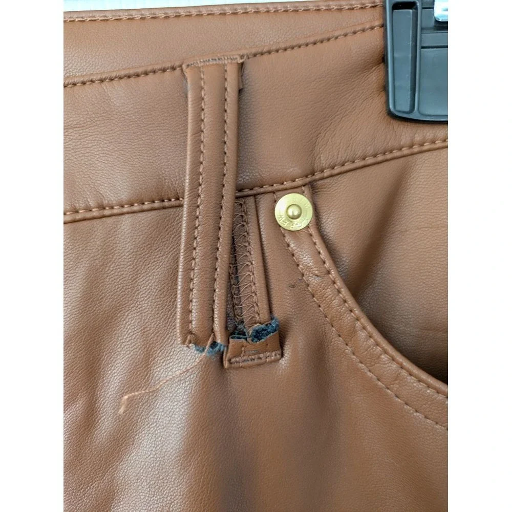 FLAW - J. Crew Petite High Rise‎ Bootcut Pants Faux Leather P31 Brown NWD CC486
